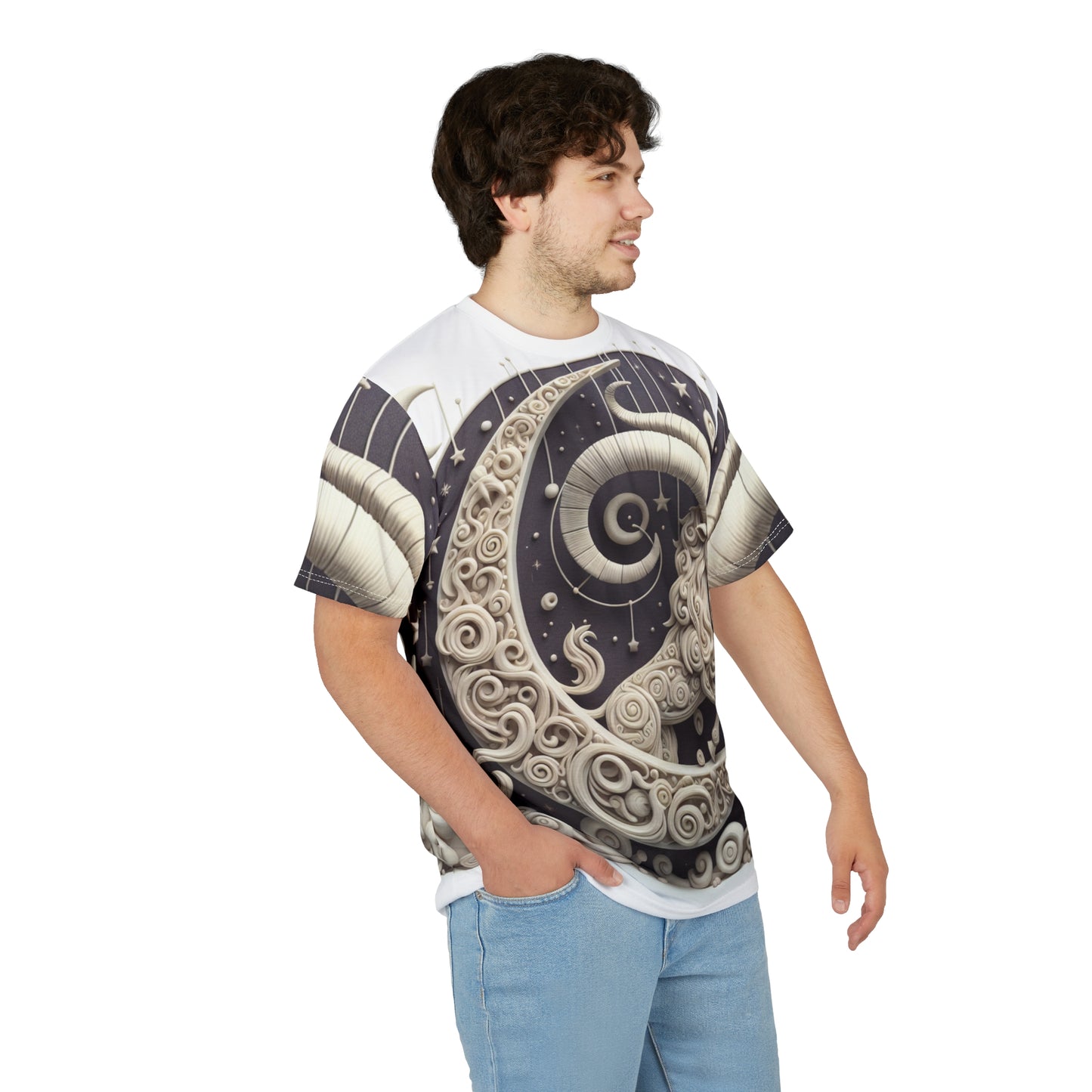 Unisex Cut & Sew T-Shirt (AOP), Capricorn Animal, Zodiac Design, Regular fit, 100% Polyester