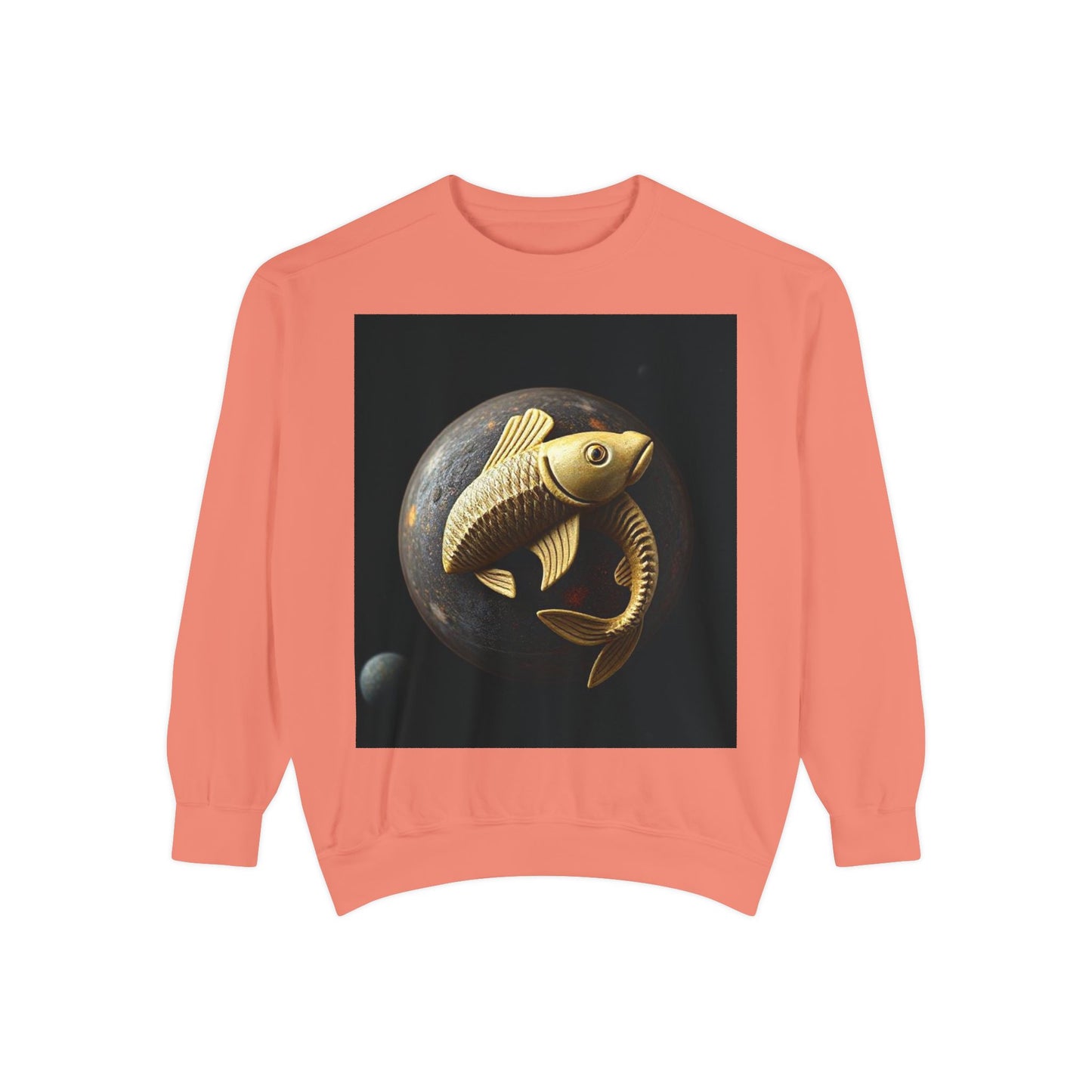 Garment-Dyed Sweatshirt, Unisex, Space Animal Design v1, Pisces