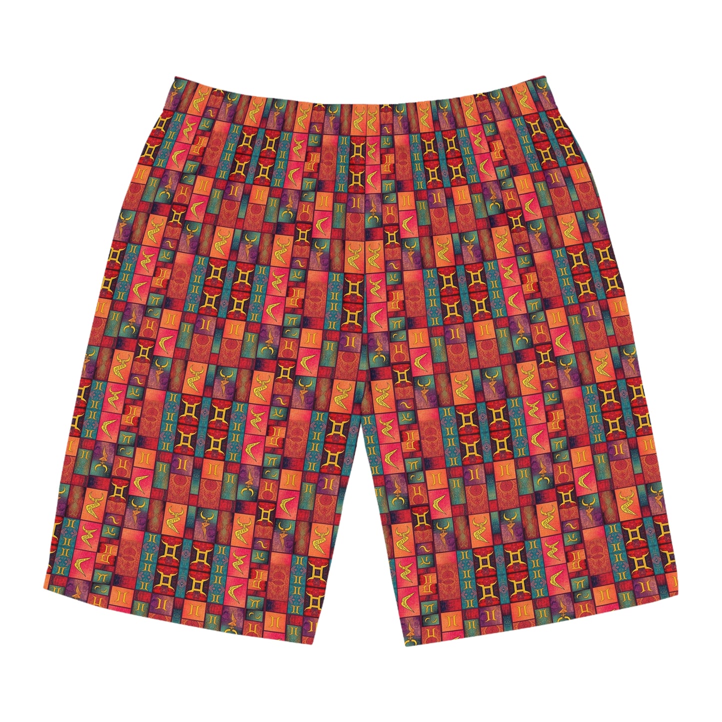 Men's Board Shorts, (AOP), Gemini, Zodiac, Shape Pattern