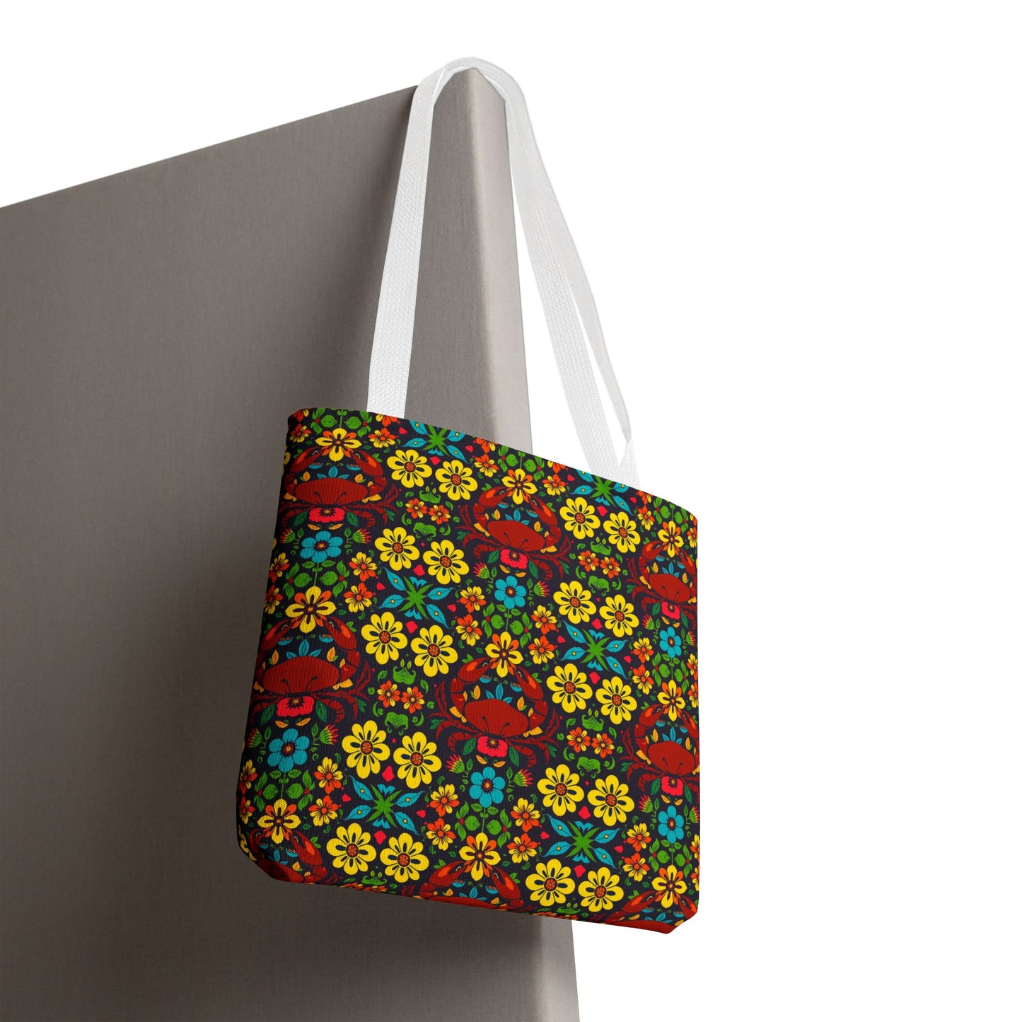 Tote Bag, (AOP), Cancer, Zodiac v4, Flower Pattern
