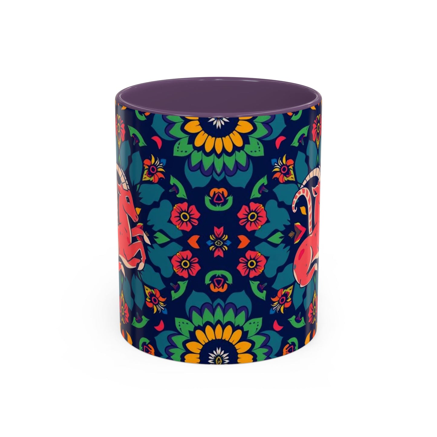 Accent Coffee Mug, Capricorn, Zodiac, Flower Pattern, (11, 15oz)