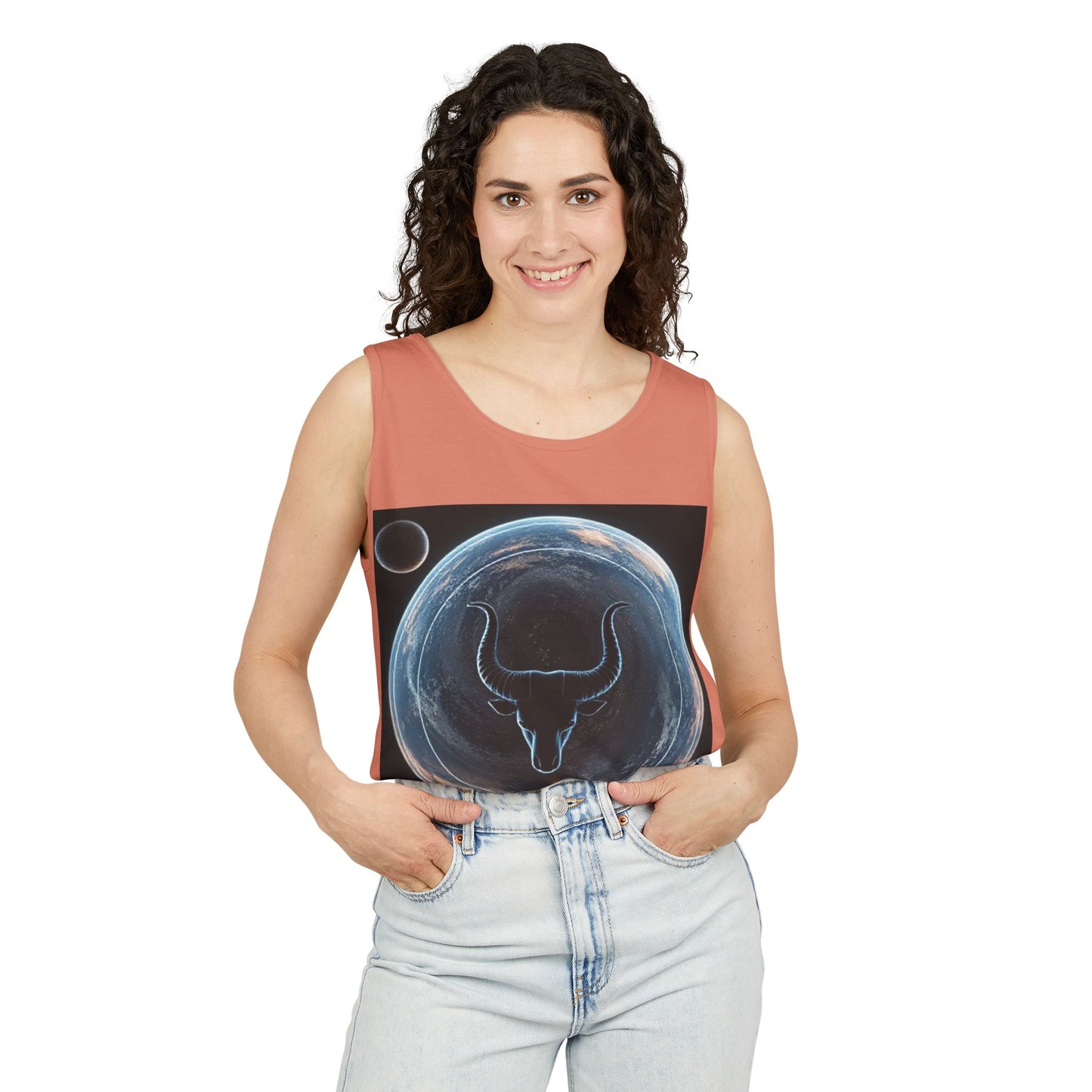 Unisex Garment-Dyed, Tank Top, Taurus Design, Planet Animal v1, 100% US cotton