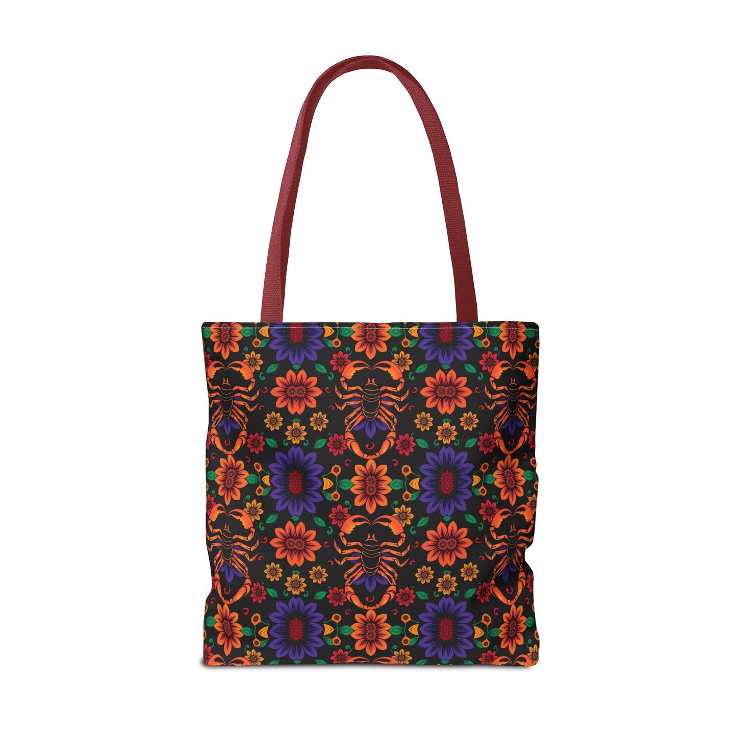 Tote Bag, (AOP), Scorpio, Zodiac v6, Flower Pattern