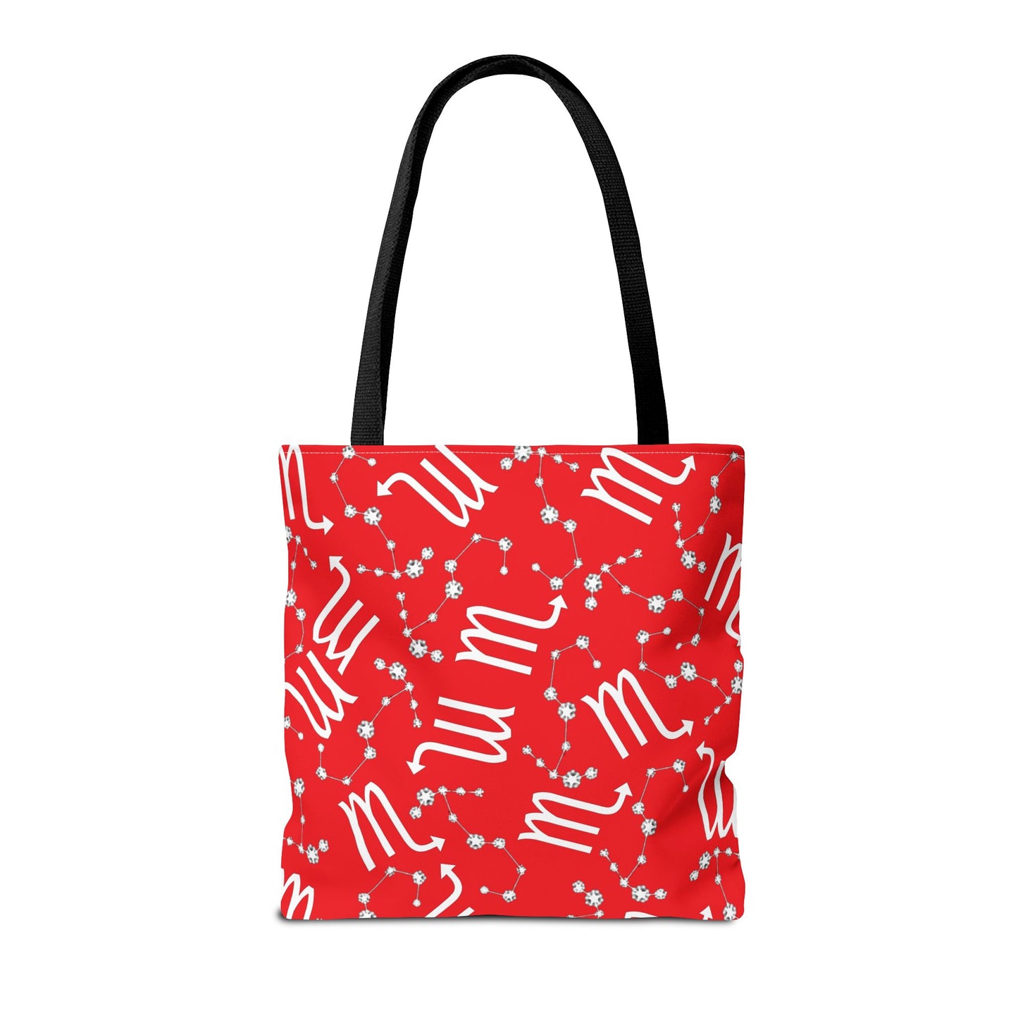 Tote Bag, Scorpio Zodiac Sign, AOP, (Red, White)