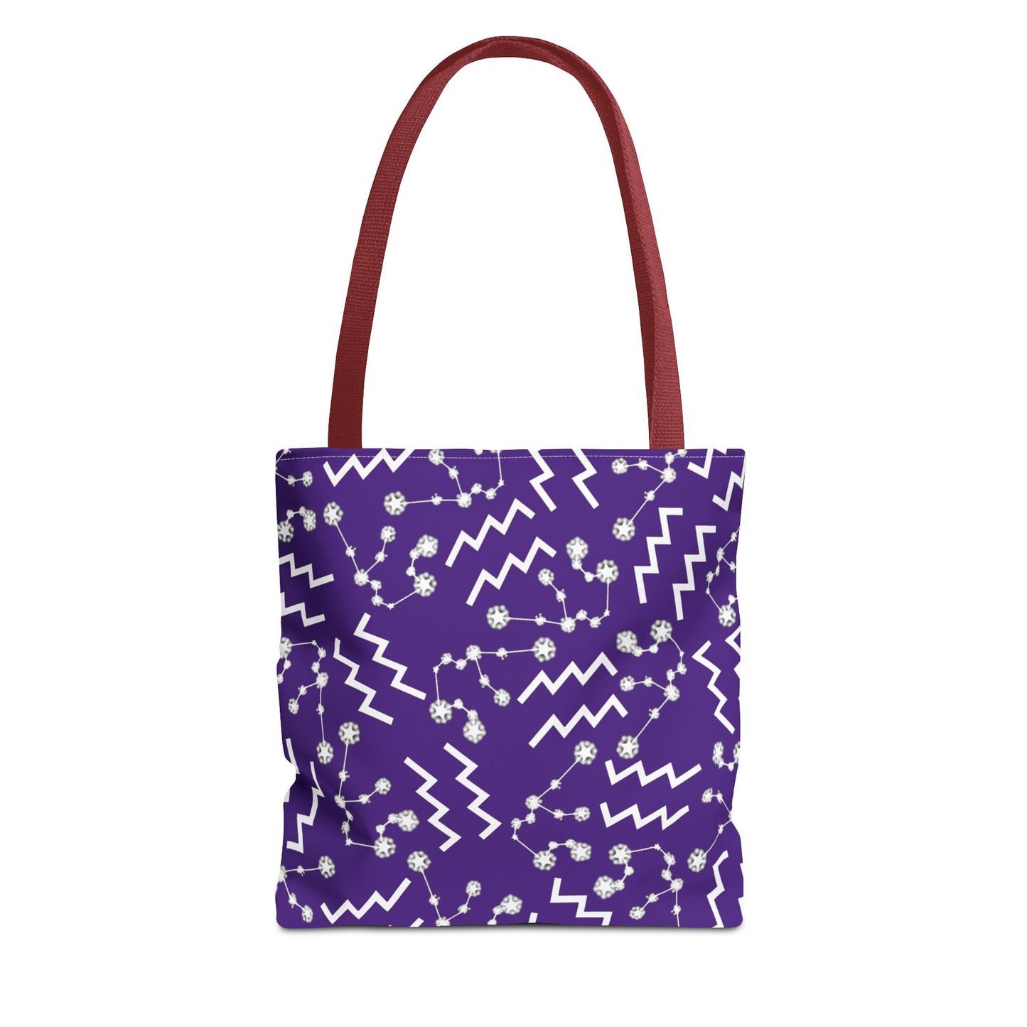 Tote Bag, Aquarius Zodiac Sign, AOP, (Purple, White)
