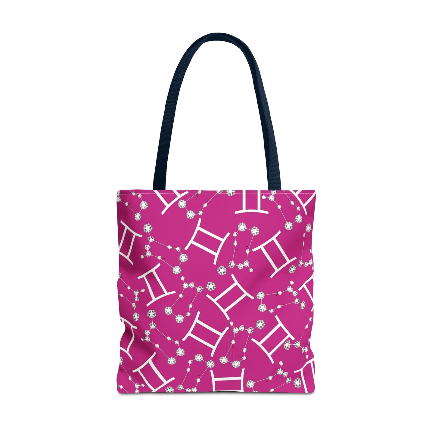 Tote Bag, Gemini Zodiac Sign, AOP, (Pink, White)