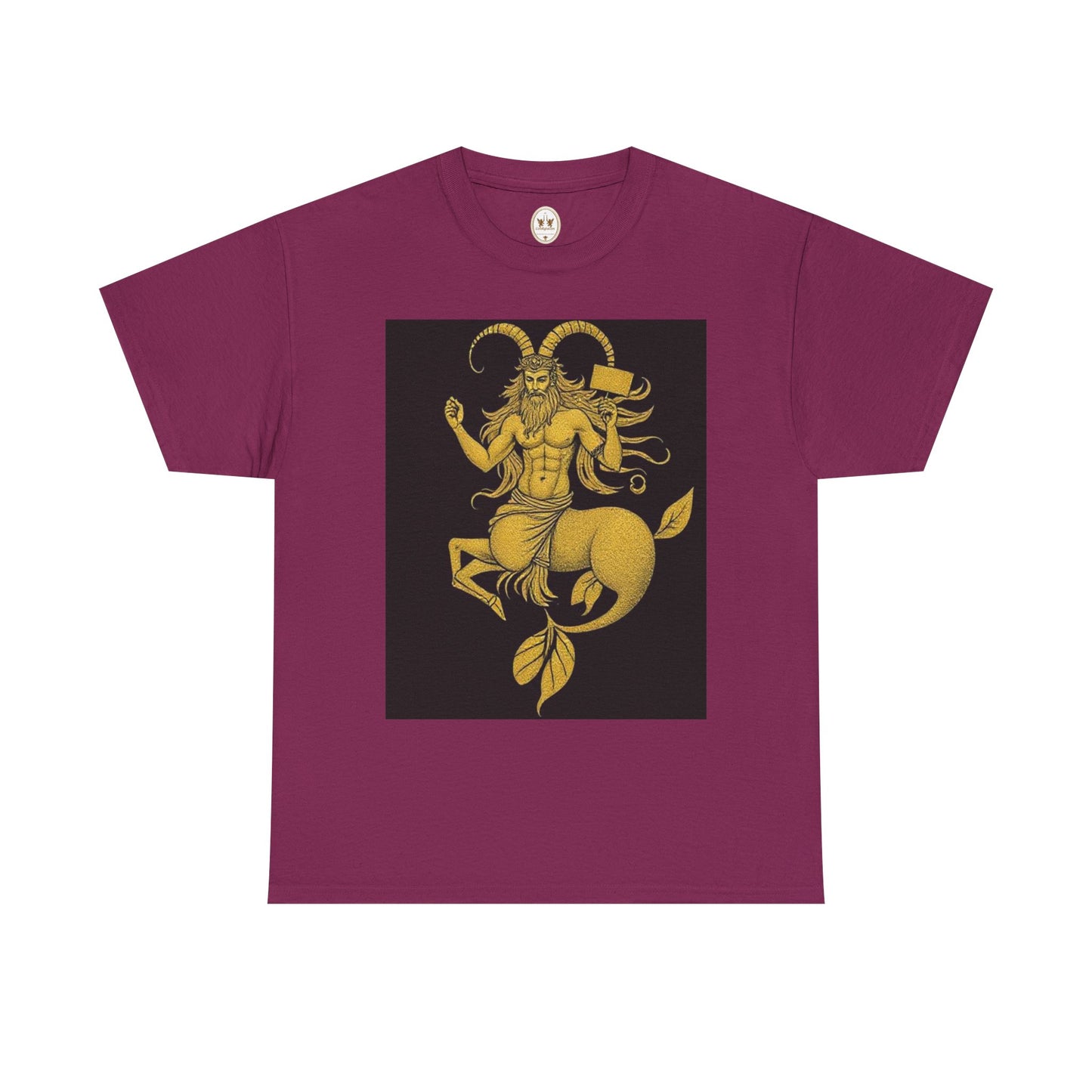 Unisex Heavy Cotton T-Shirt, Capricorn God, Zodiac Design