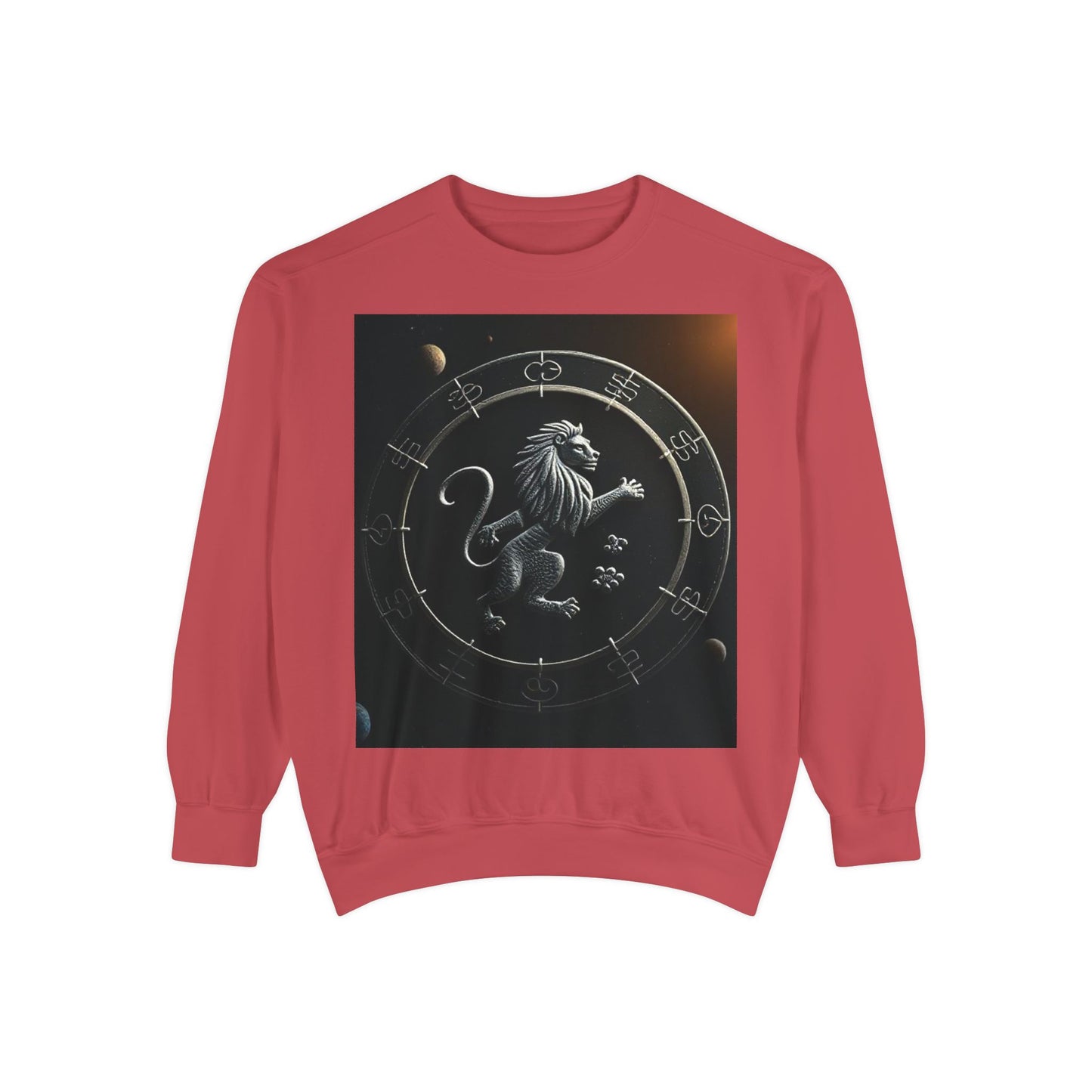 Garment-Dyed Sweatshirt, Unisex, Space Animal Design, Leo