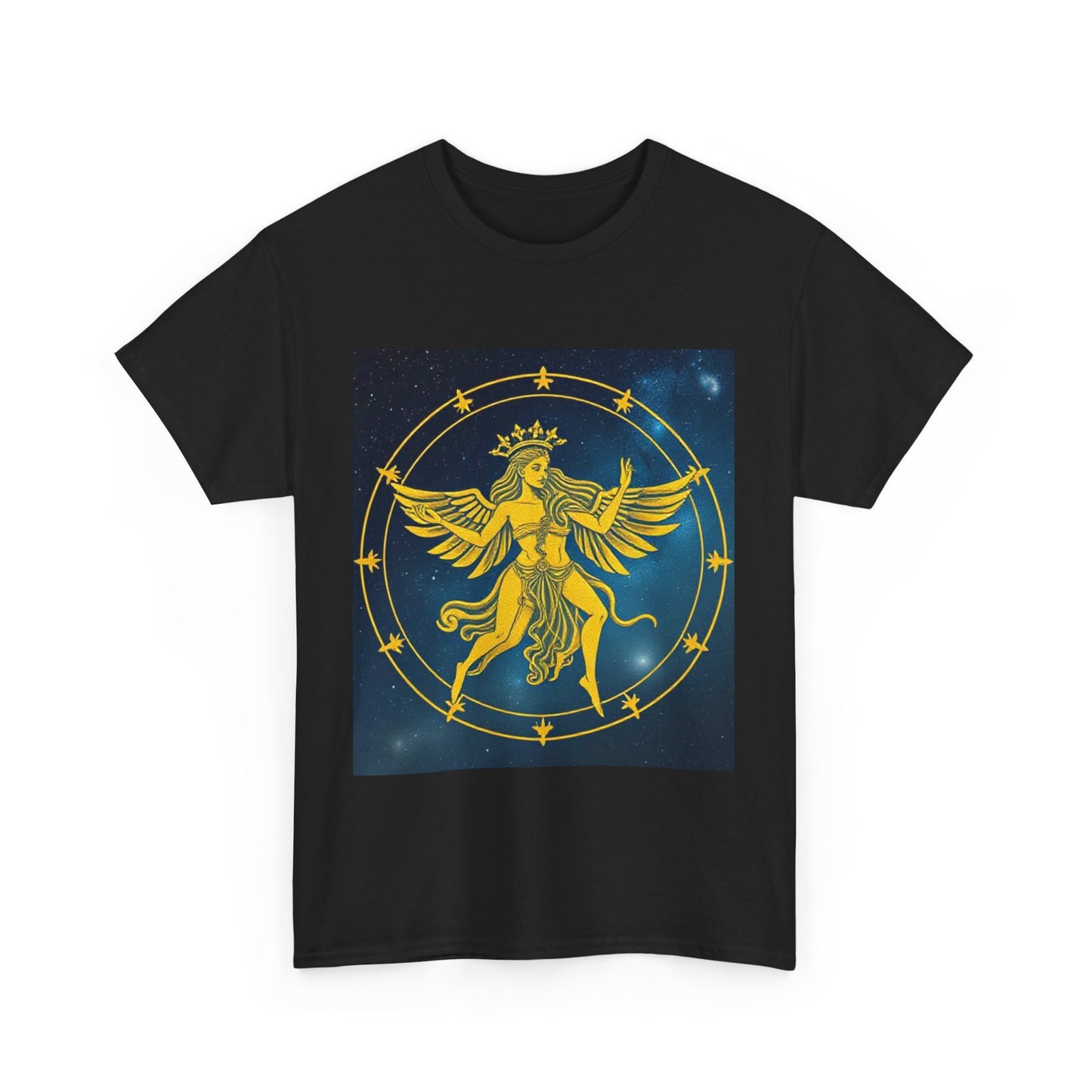 Unisex Heavy Cotton T-Shirt, Twin Angel v3, Gemini Zodiac Design