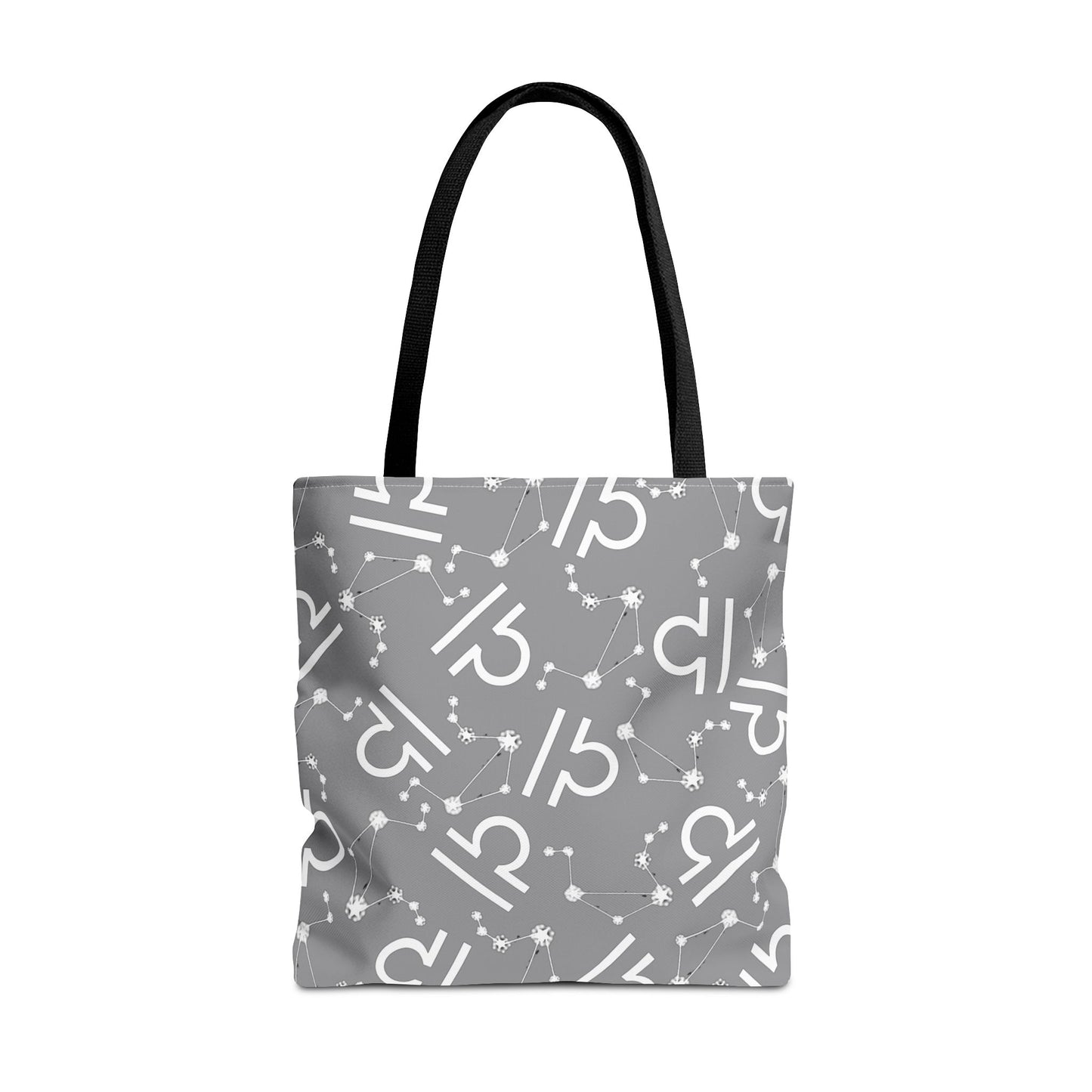 Tote Bag, Libra Zodiac Sign, AOP, (Grey, White)