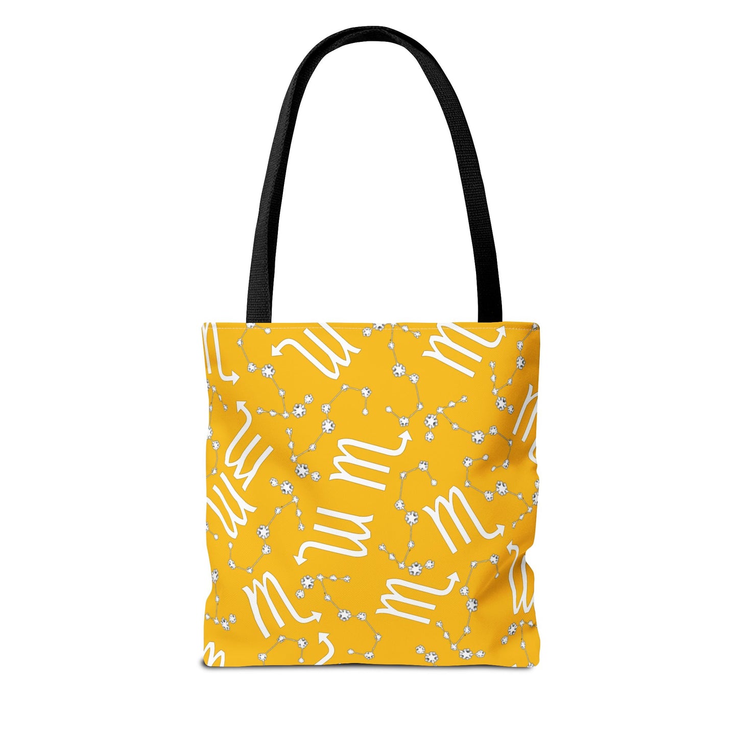 Tote Bag, Scorpio Zodiac Sign, AOP, (Yellow, White)