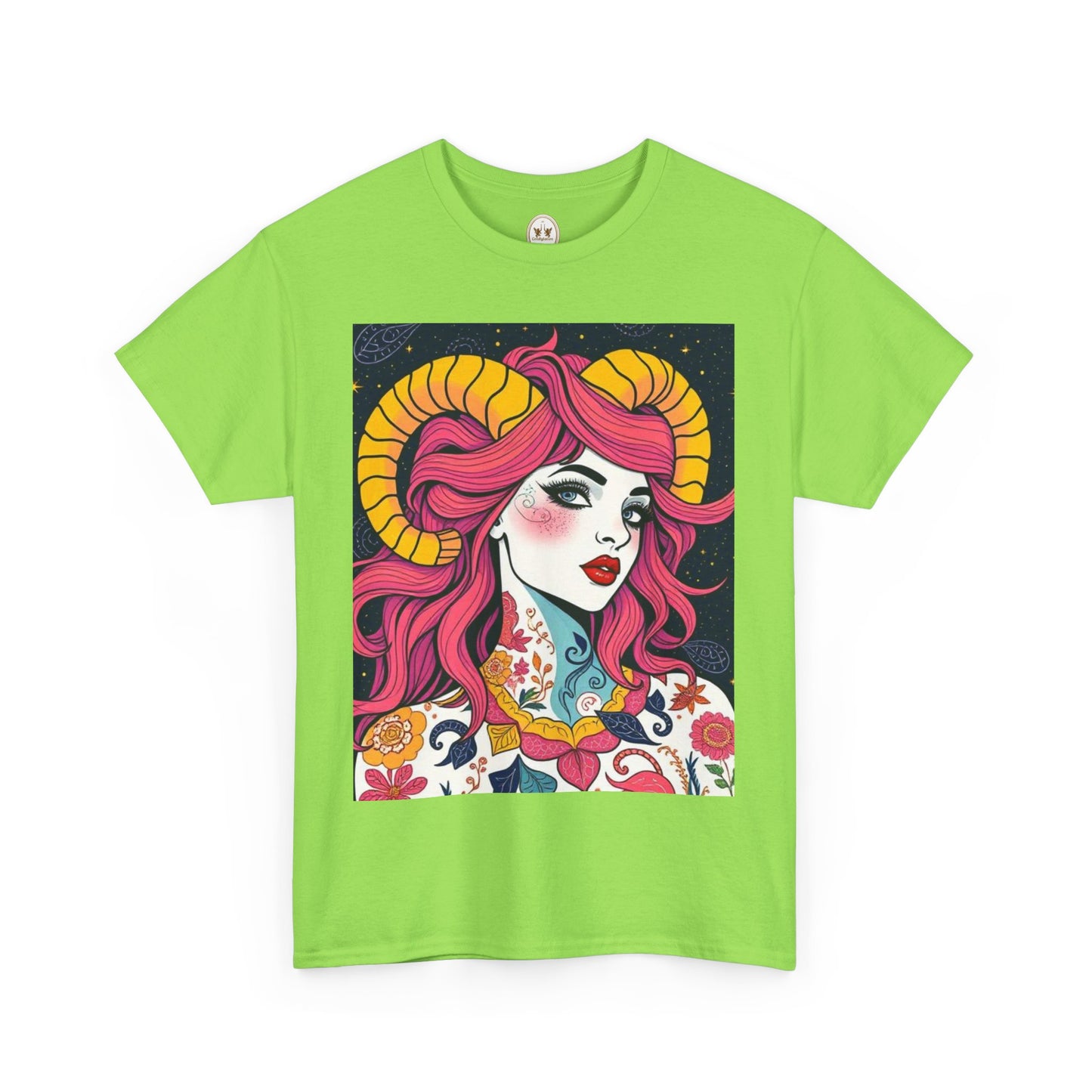 Unisex Heavy Cotton T-Shirt, Aries, Zodiac v2, Sexy Art