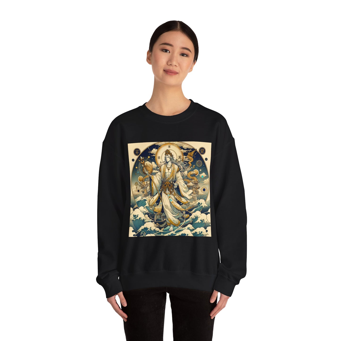 Unisex Heavy Blend™ Crewneck Sweatshirt, Anime Capricorn God, Zodiac Design