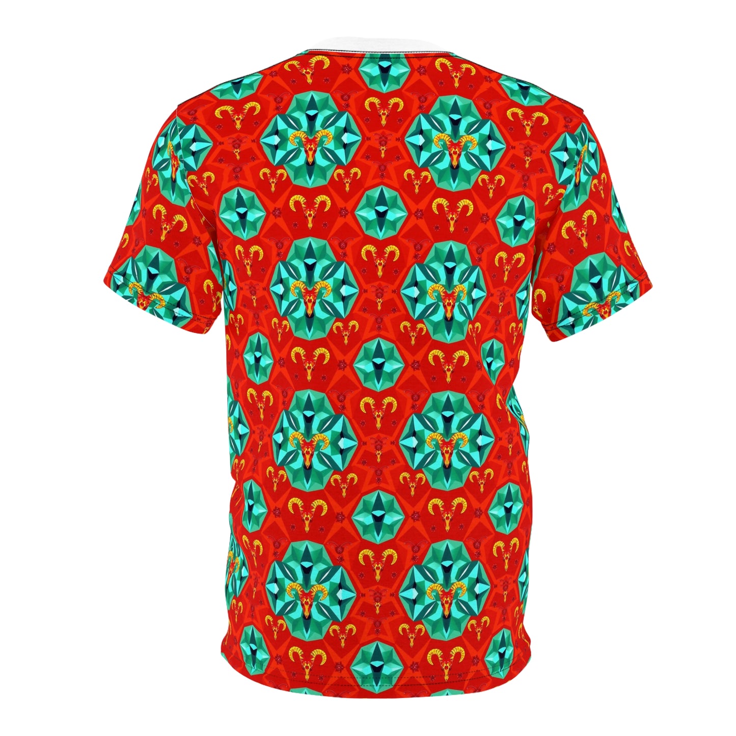 Unisex Cut & Sew T-Shirt, (AOP), Aries, Zodiac v2, Jewels Pattern