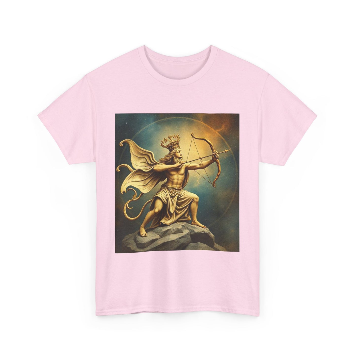 Unisex Heavy Cotton T-Shirt, Sagittarius King, Bow & Arrow, Zodiac Design