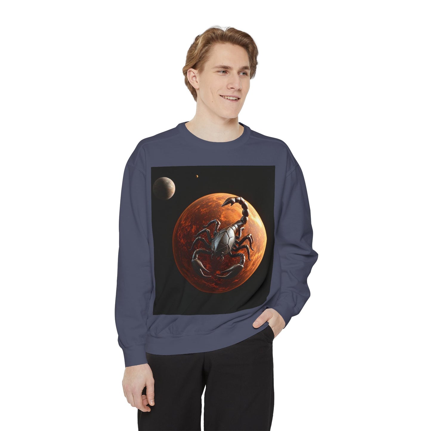 Garment-Dyed Sweatshirt, Unisex, Space Animal Design, Scorpio