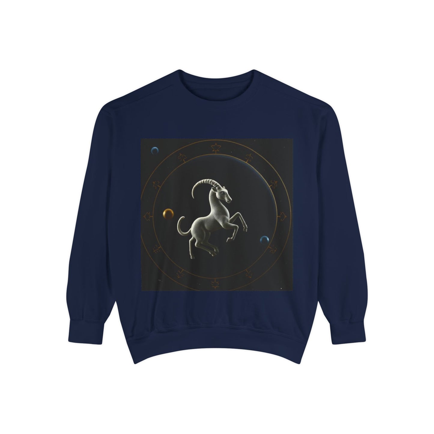 Garment-Dyed Sweatshirt, Unisex, Space Animal Design v1, Capricorn