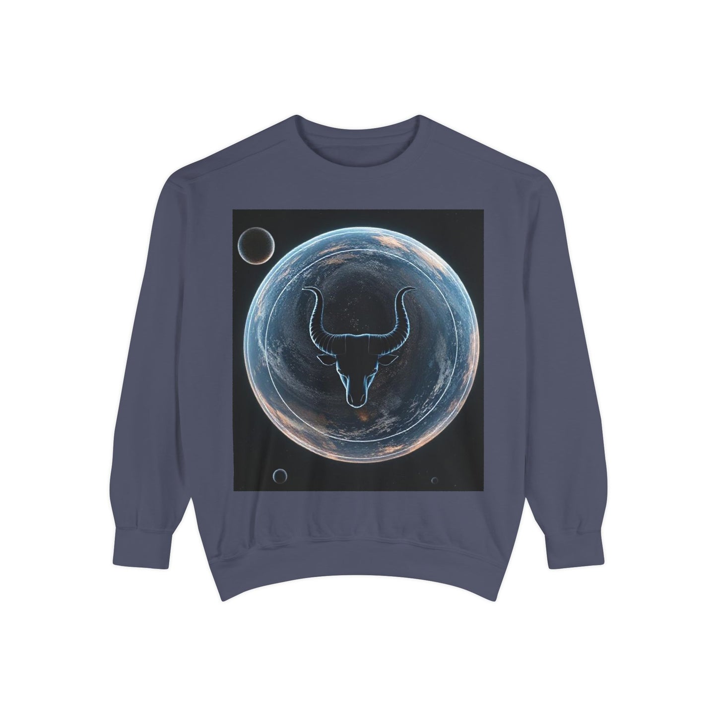 Garment-Dyed Sweatshirt, Unisex, Space Animal Design, Taurus