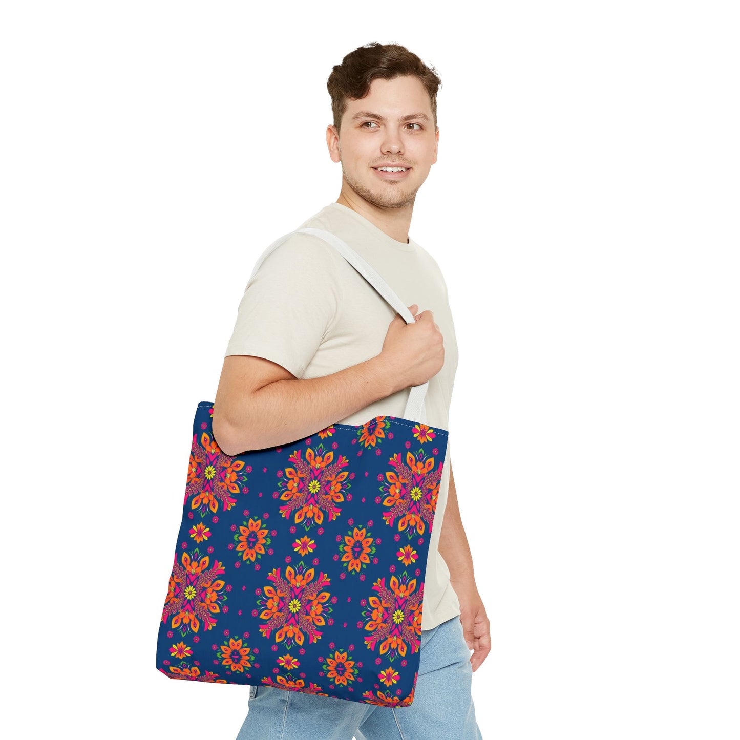 Tote Bag (AOP), Gemini, Zodiac v2, Flower Pattern