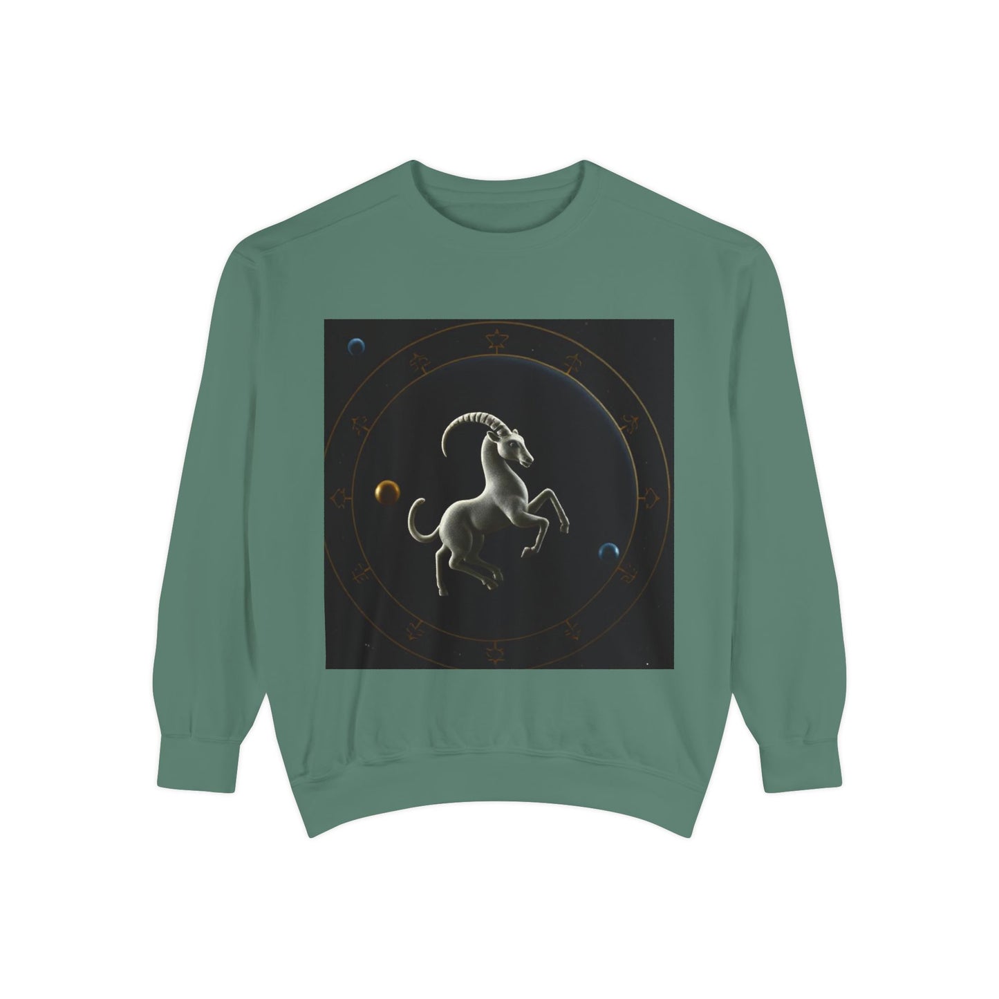 Garment-Dyed Sweatshirt, Unisex, Space Animal Design v1, Capricorn