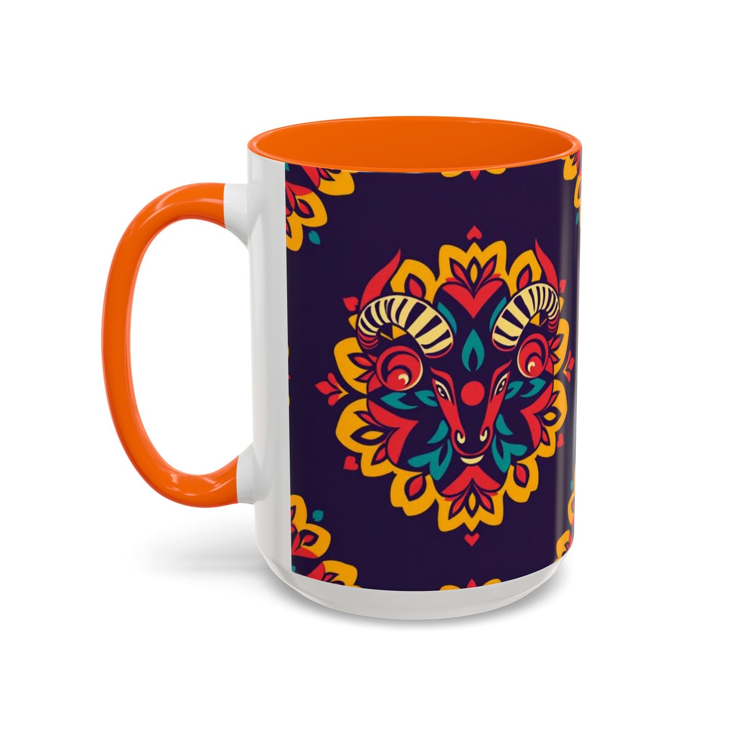 Accent Coffee Mug, Taurus, Zodiac v4. Flower Pattern, (11, 15oz)