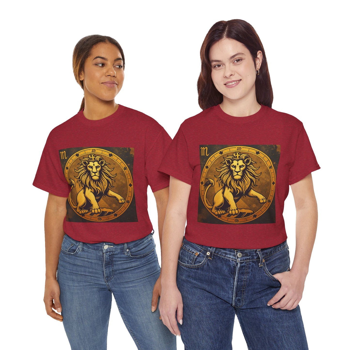 Unisex Heavy Cotton T-Shirt, Gold Lion v1, Leo Zodiac Design