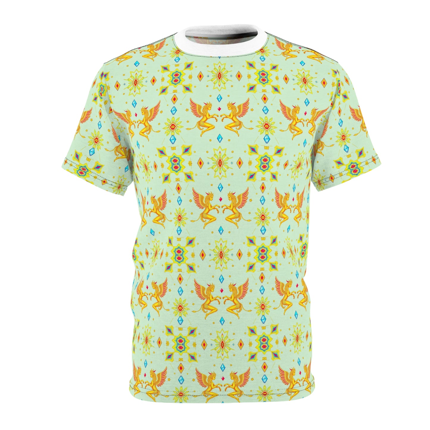 Unisex Cut & Sew T-Shirt, (AOP), Gemini, Zodiac v1, Jewels Pattern