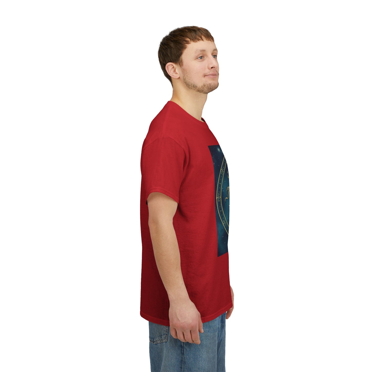 Unisex Heavy Cotton T-Shirt, Aquarius God 6v, Zodiac Design