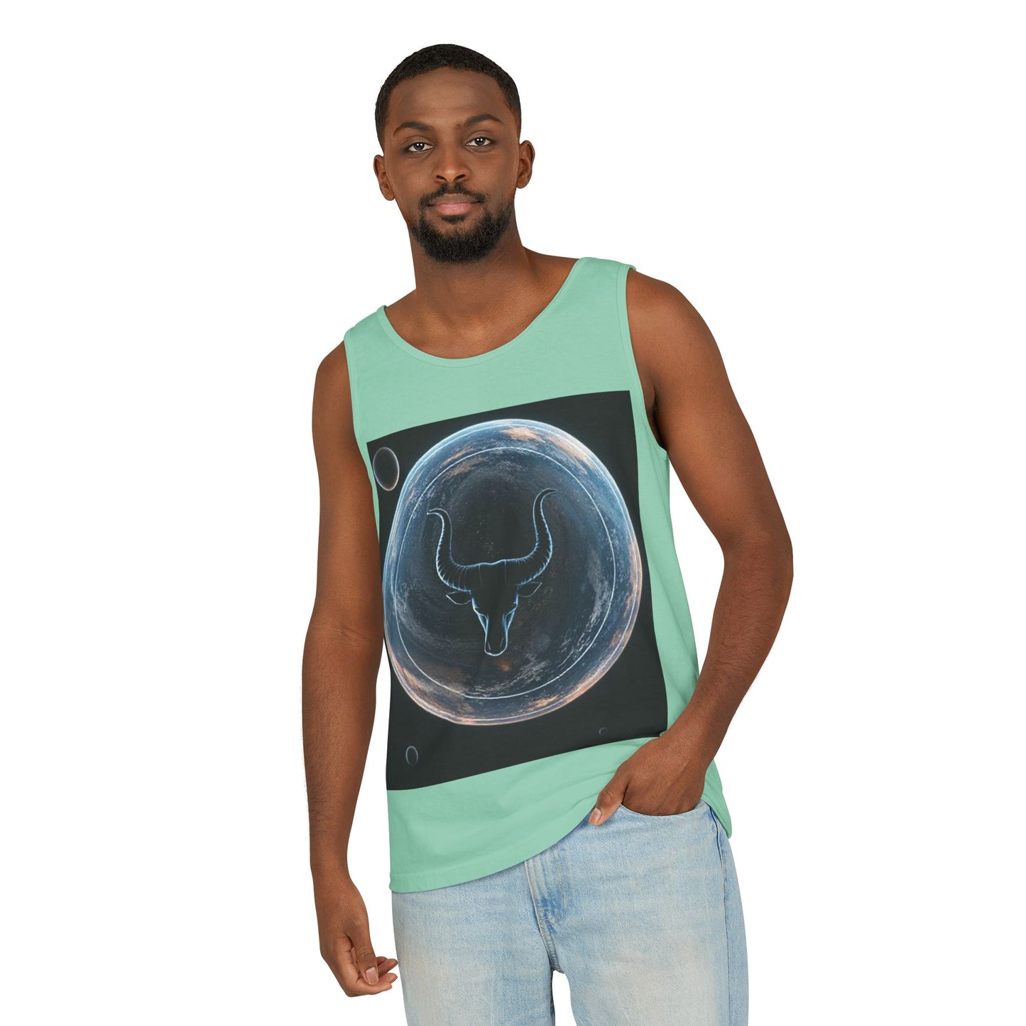 Unisex Garment-Dyed, Tank Top, Taurus Design, Planet Animal v1, 100% US cotton