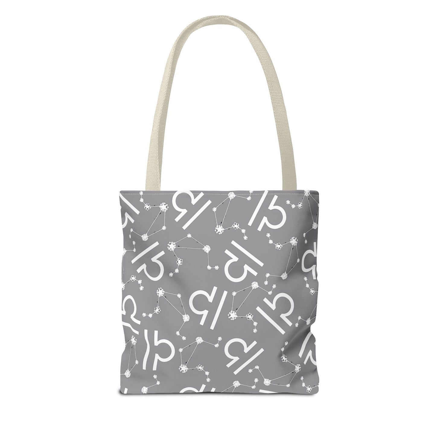 Tote Bag, Libra Zodiac Sign, AOP, (Grey, White)