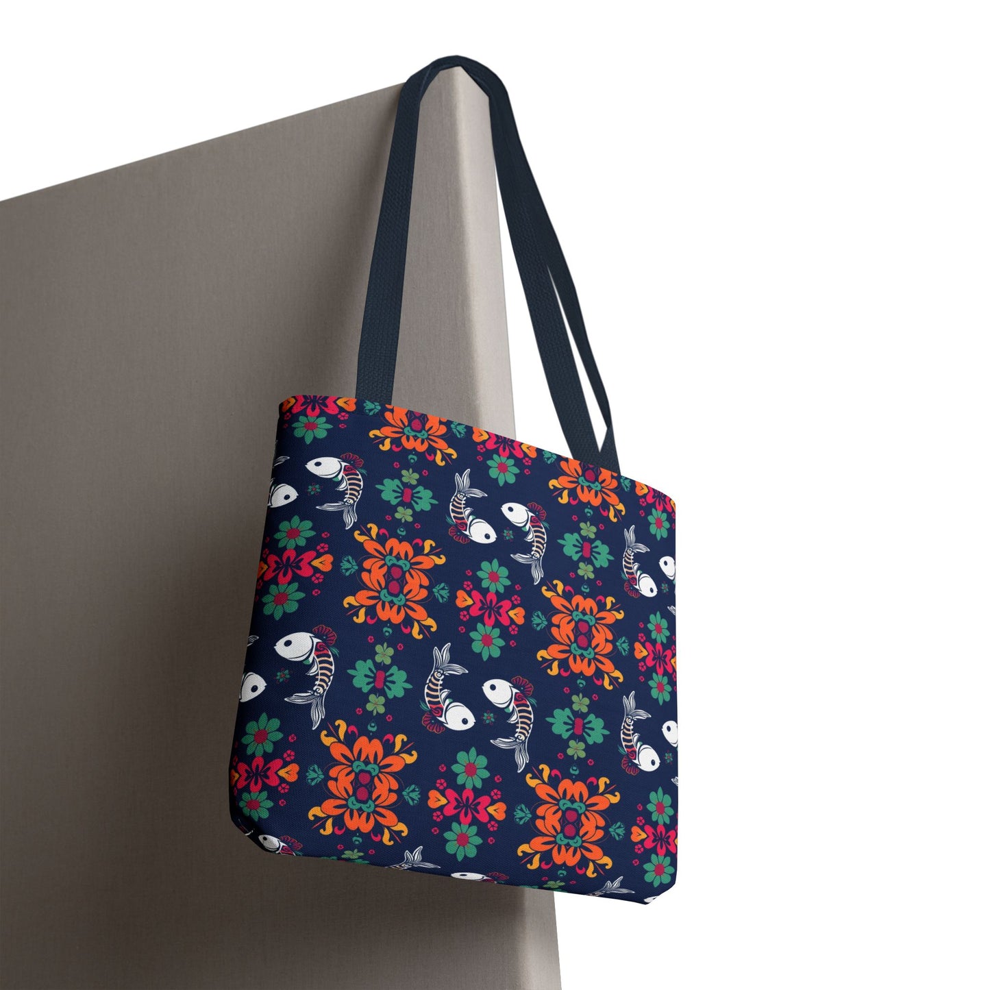 Tote Bag (AOP), Pisces, Zodiac, Flower Pattern