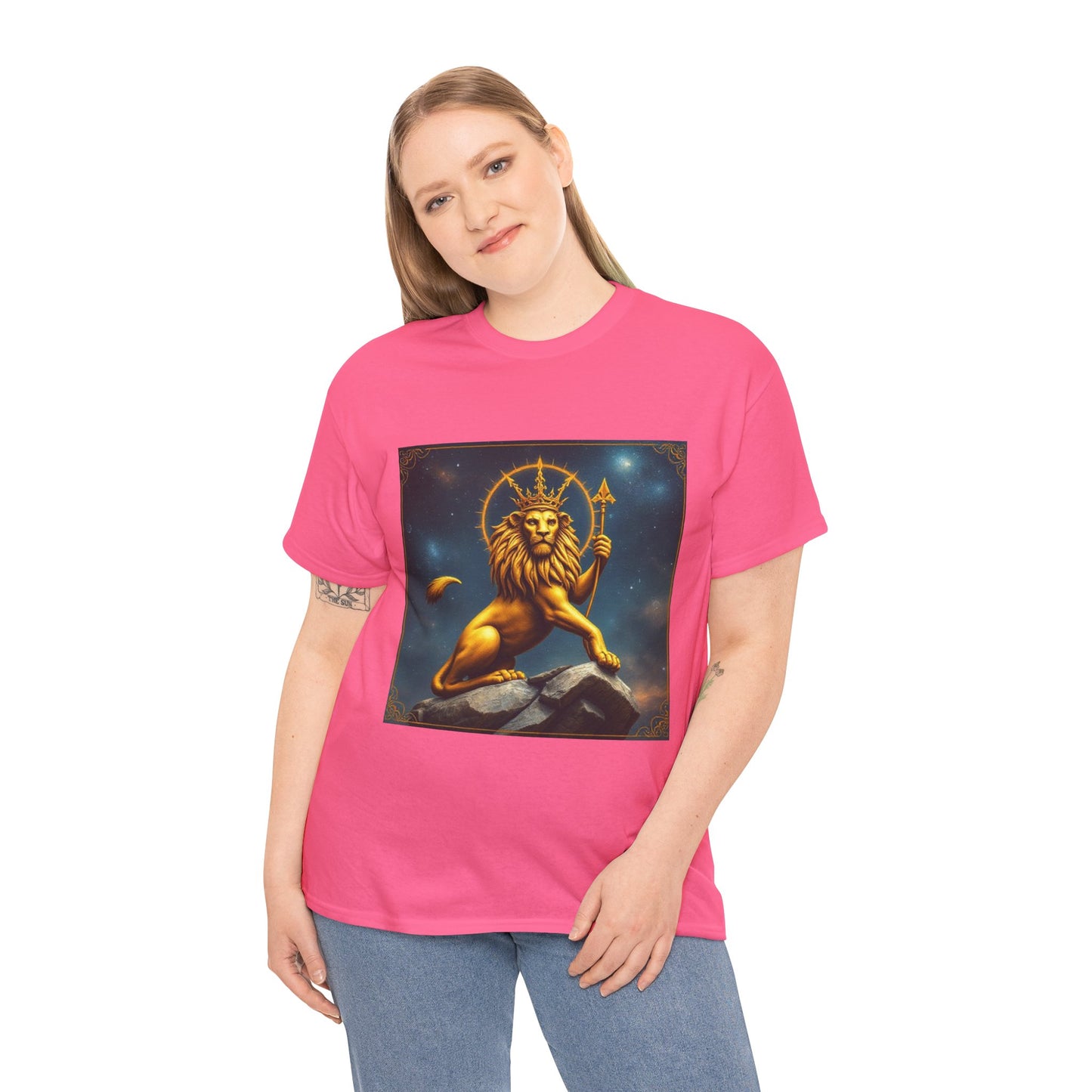 Unisex Heavy Cotton T-Shirt, King of Lions, Leo Zodiac Design