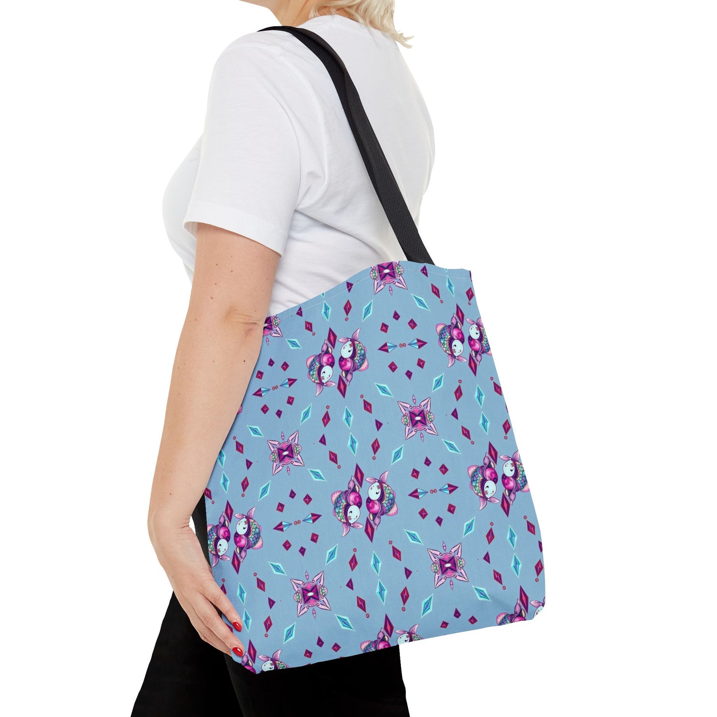 Tote Bag (AOP), Pisces, Zodiac v1, Jewel Pattern