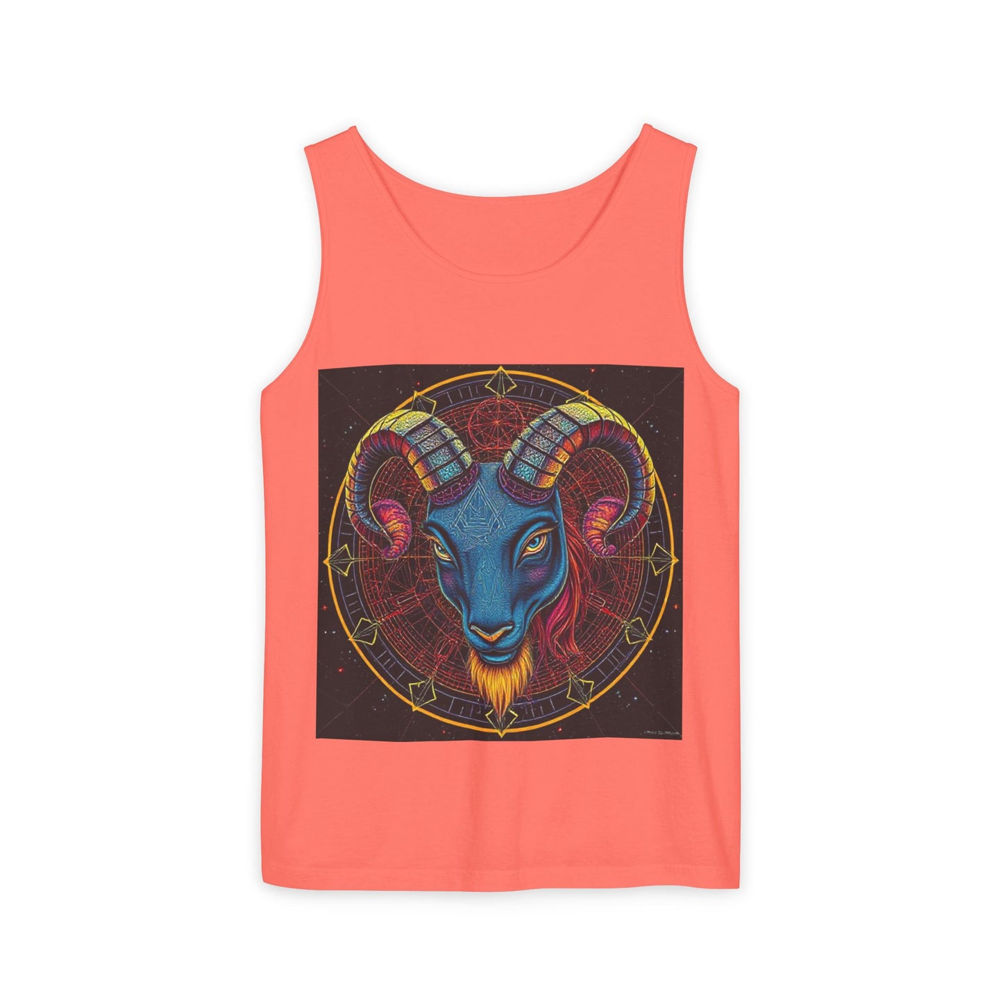 Unisex Garment-Dyed, Tank Top, Aries Design, Pop Art, 100% Ringspun US cotton