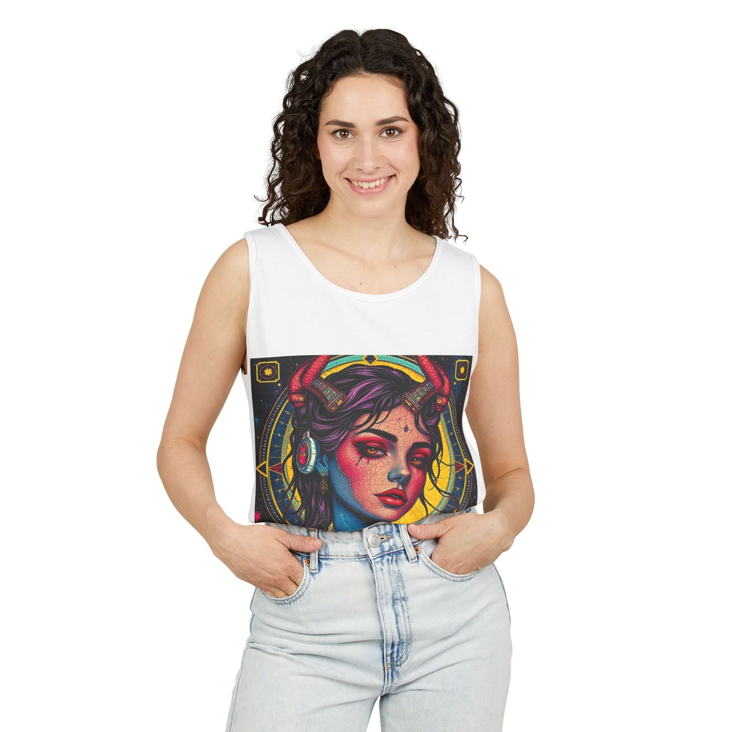 Unisex Garment-Dyed, Tank Top, Scorpio Design, Pop Art, 100% US cotton