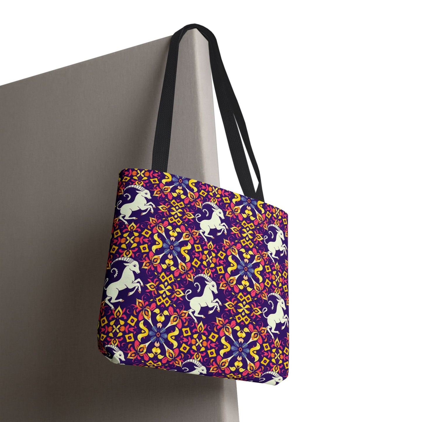 Tote Bag, (AOP), Capricorn, Zodiac v6, Flower Pattern