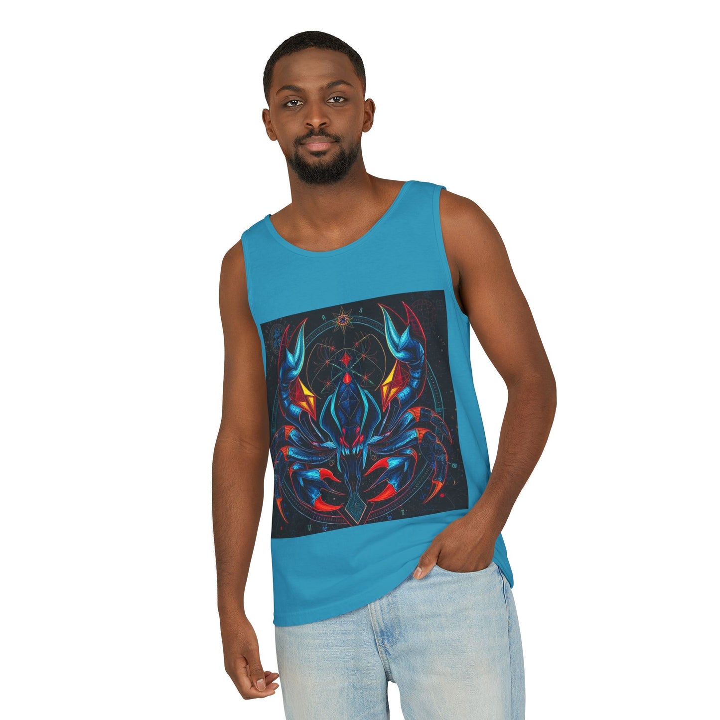 Unisex Garment-Dyed, Tank Top, Scorpio Design, Pop Art v1, 100% US cotton