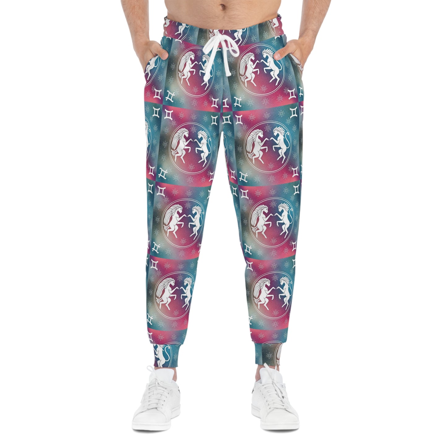 Athletic Joggers, Zodiac Design, Pattern v1, Gemini, AOP