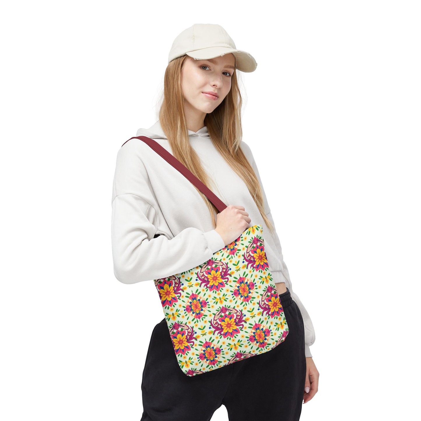 Tote Bag (AOP), Cancer, Zodiac v1, Flower Pattern