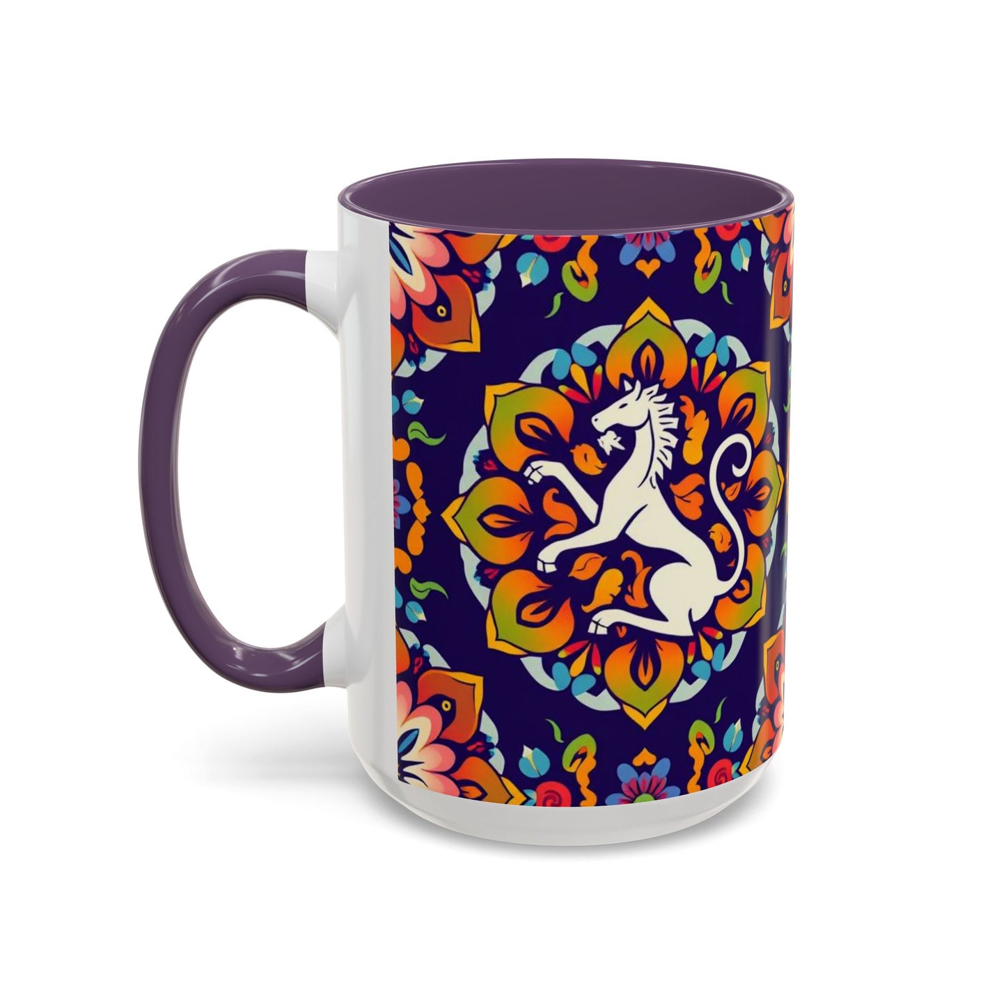 Accent Coffee Mug, Virgo, Zodiac v4. Flower Pattern, (11, 15oz)