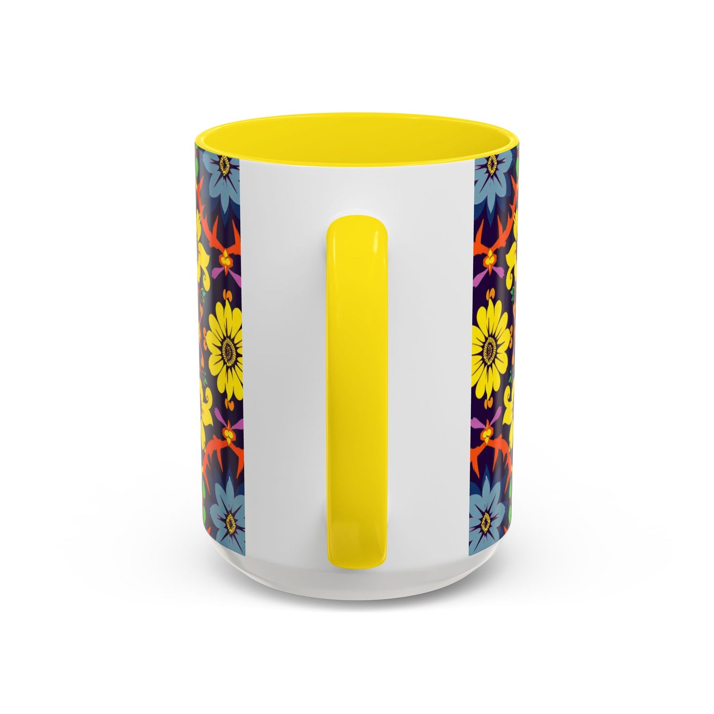 Accent Coffee Mug, Aquarius, Zodiac v1, Flower Pattern, (11, 15oz)