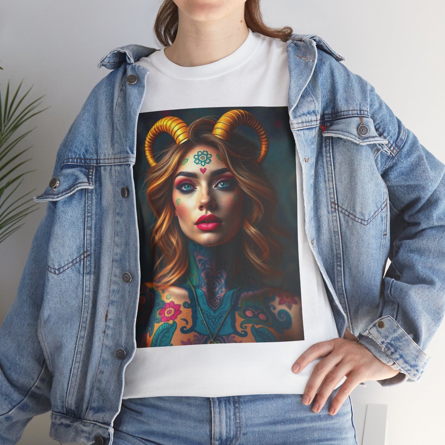 Unisex Heavy Cotton T-Shirt, Capricorn, Zodiac v1, Sexy Art