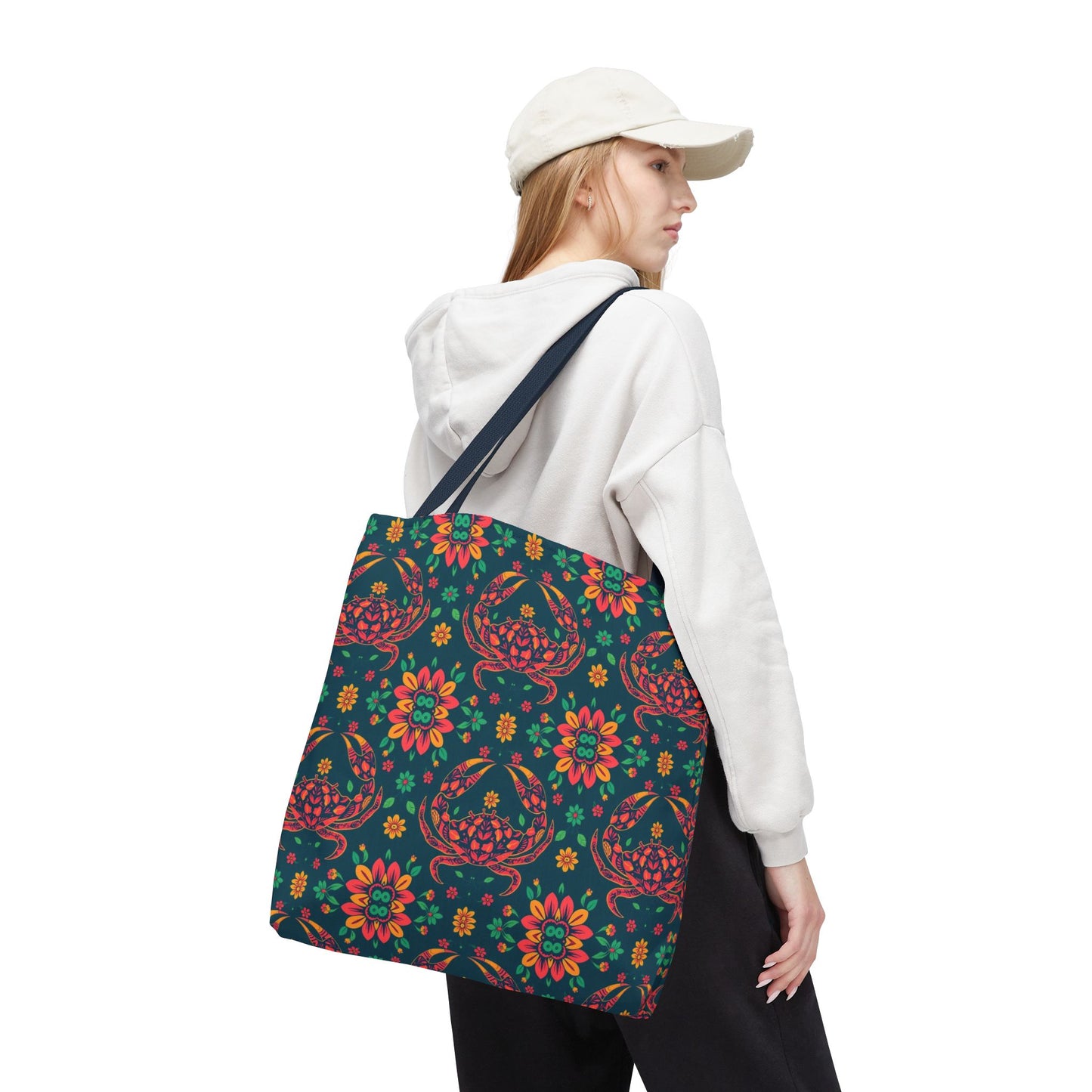 Tote Bag (AOP), Cancer, Zodiac v2, Flower Pattern