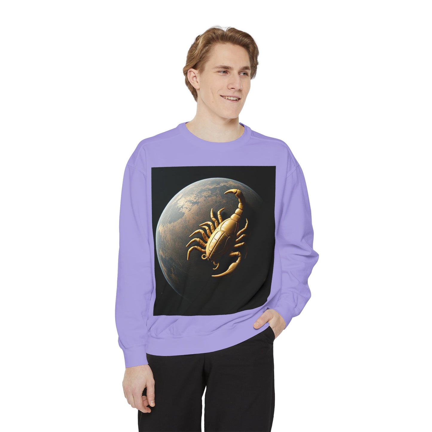 Garment-Dyed Sweatshirt, Unisex, Space Animal Design v1, Scorpio