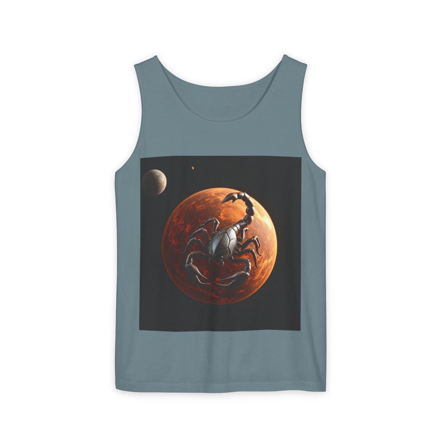 Unisex Garment-Dyed, Tank Top, Scorpio Design, Planet Symbol, 100% US cotton