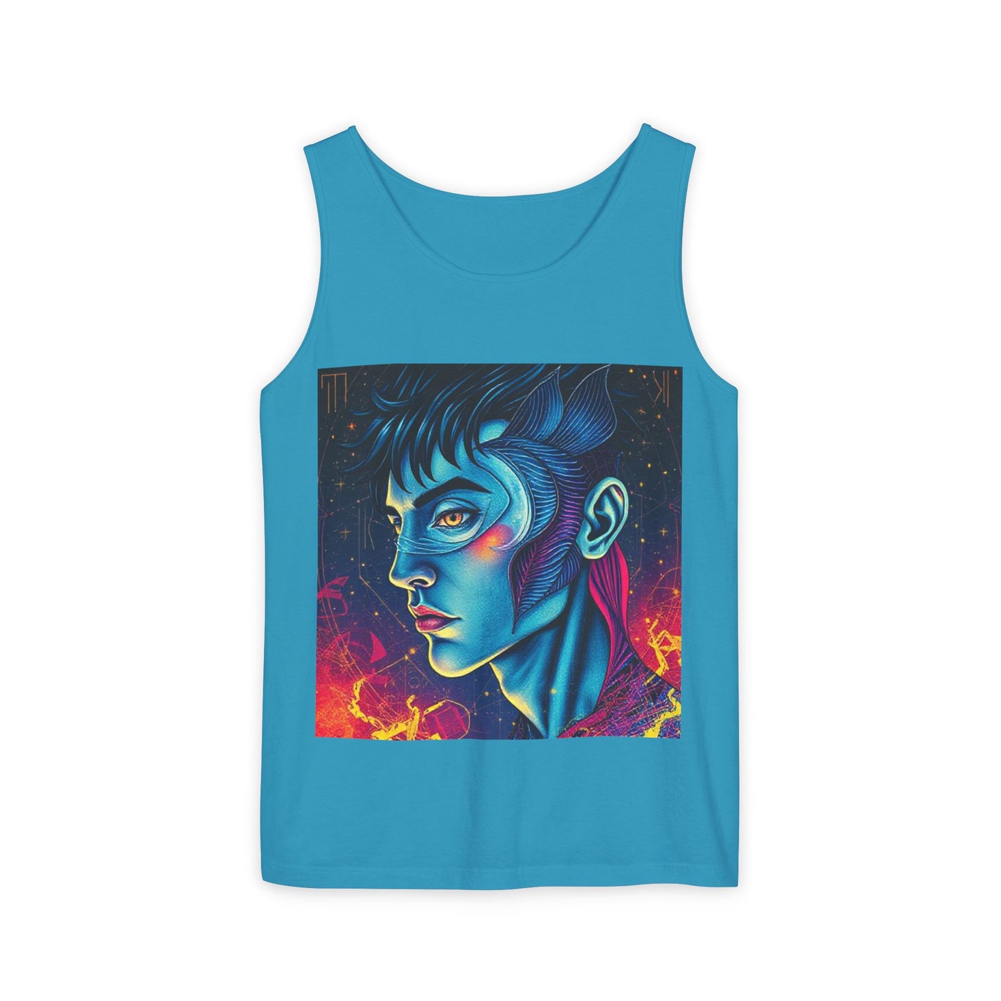 Unisex Garment-Dyed, Tank Top, Pisces Design, Pop Art v1, 100% US cotton