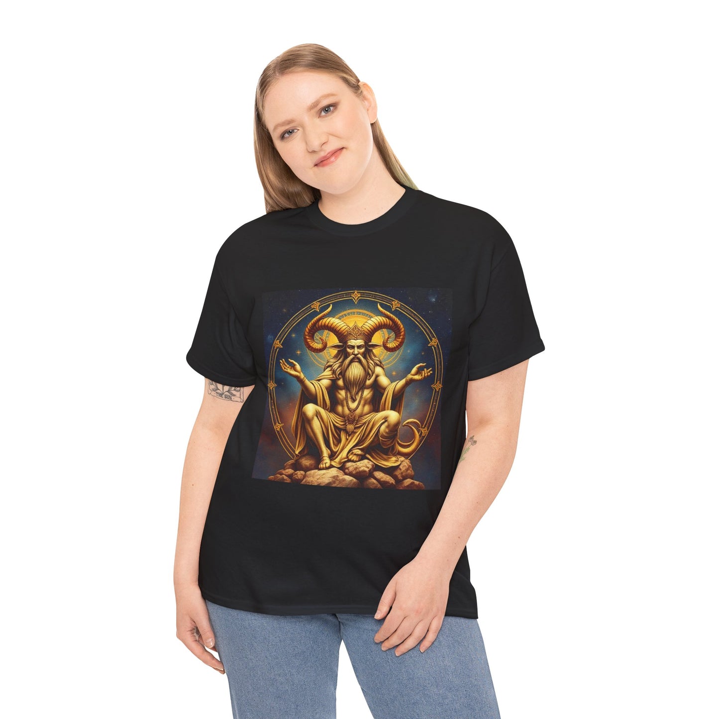 Unisex Heavy Cotton T-Shirt, On The Throne, Taurus Zodiac Design