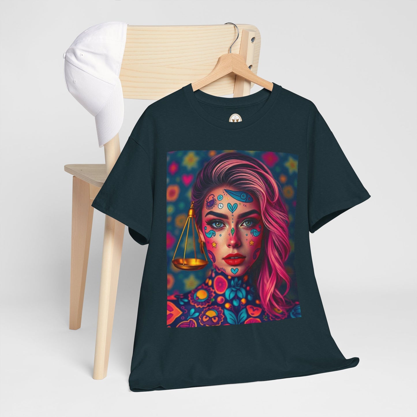 Unisex Heavy Cotton T-Shirt, Libra, Zodiac v2, Sexy Art