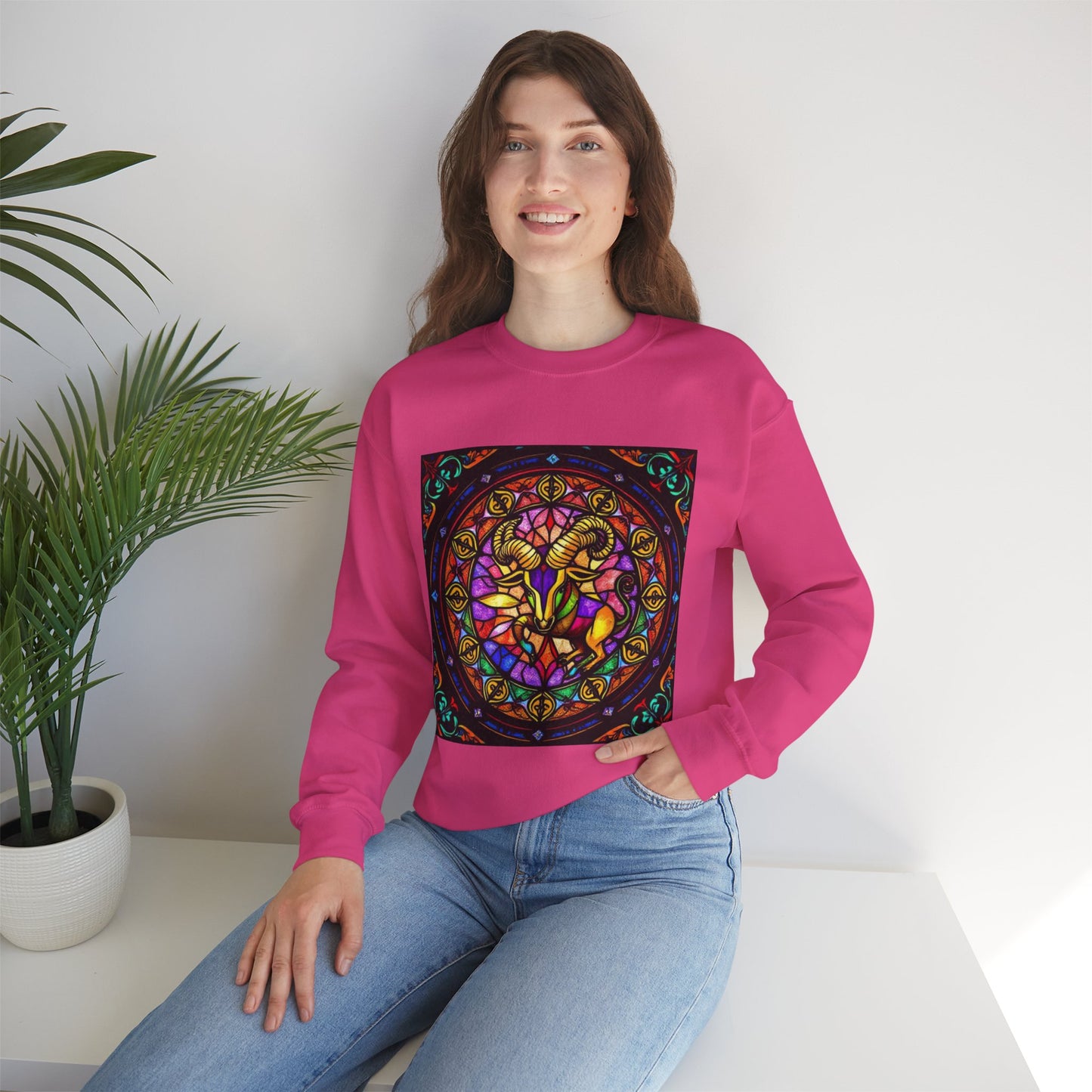 Unisex Heavy Blend™ Crewneck Sweatshirt, Glass 1, Taurus Zodiac Design