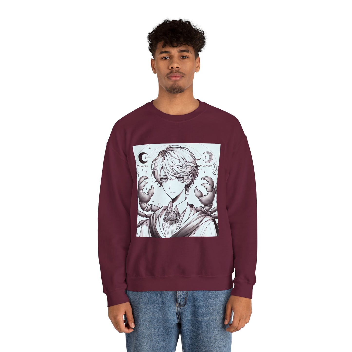 Unisex Heavy Blend™ Crewneck Sweatshirt,Two Moon, Cancer Zodiac Design